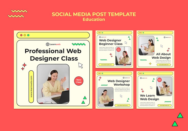 Kostenlose PSD vorlagen für social media-beiträge für webdesign-workshops