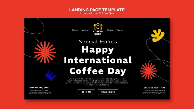 Kostenlose PSD vorlagendesign für den internationalen kaffeetag