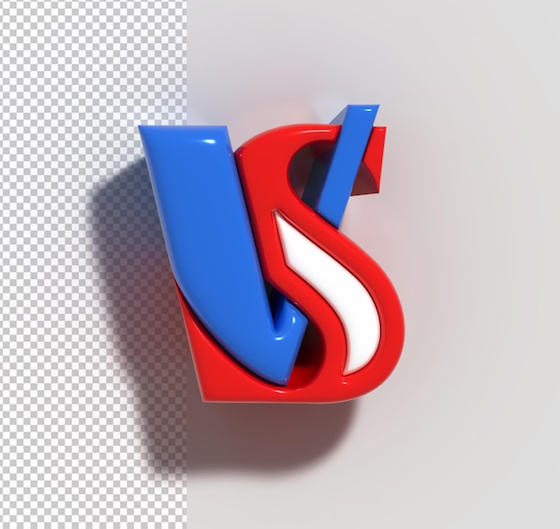 Vs versus sign 3d-render-unternehmensbuchstaben-logo