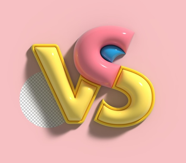 Kostenlose PSD vs versus sign 3d-render-unternehmensbuchstaben-logo