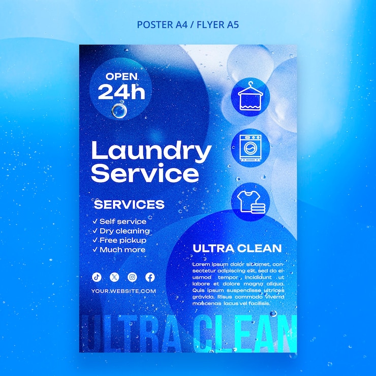 Kostenlose PSD wäscheservice poster vorlage