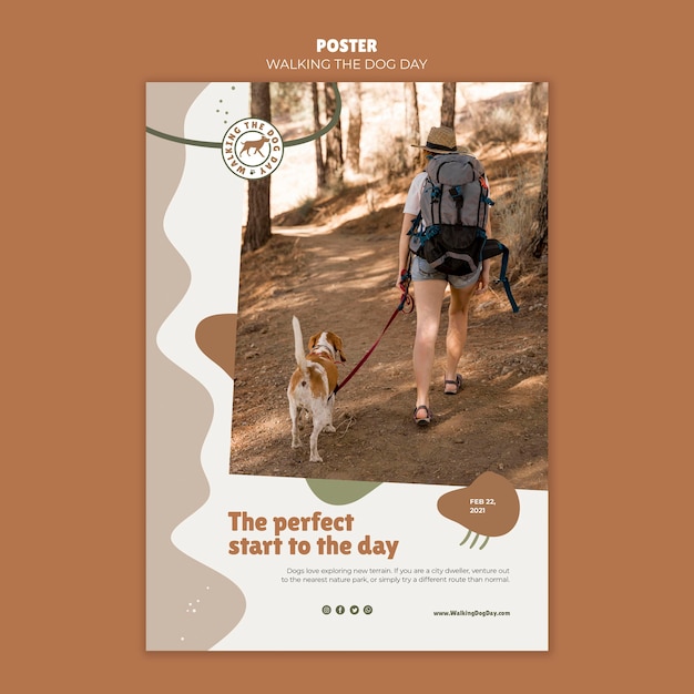 Kostenlose PSD walking the dog day anzeige poster vorlage