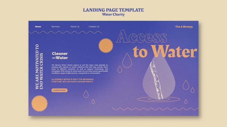Kostenlose PSD wasser-wohltätigkeits-webvorlage