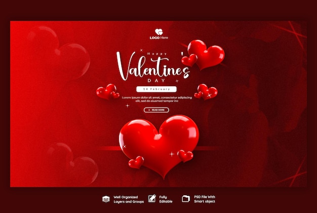 Kostenlose PSD web-banner-vorlage für den valentinstag und den super sale