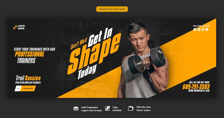 Kostenlose PSD web-banner-vorlage für fitnessstudio und fitness