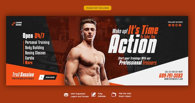 Web-Banner-Vorlage für Fitnessstudio und Fitness