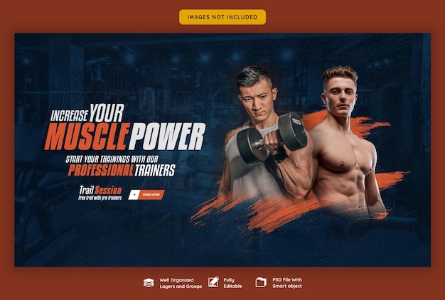 Kostenlose PSD web-banner-vorlage für fitnessstudio und fitness