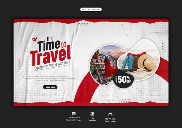 Kostenlose PSD web-banner-vorlage für reisen und tourismus