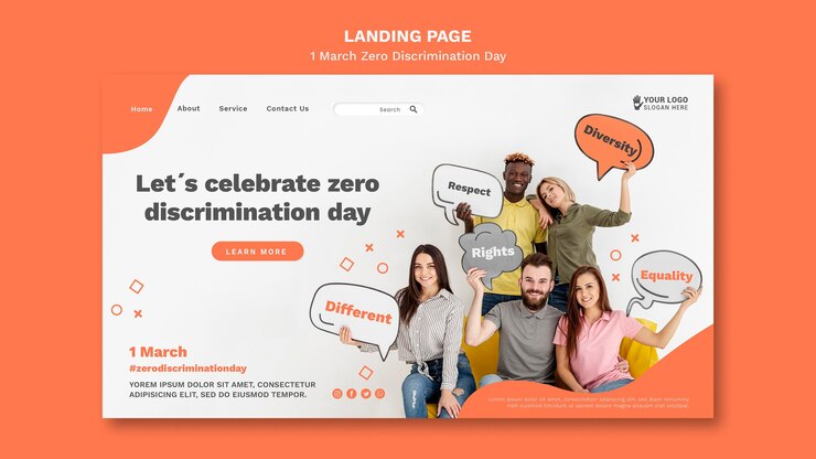 Kostenlose PSD web-vorlage für den tag ohne diskriminierung