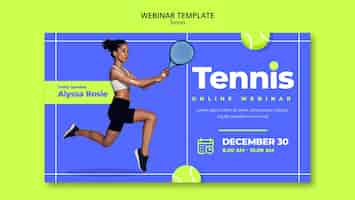 Kostenlose PSD webinar-vorlage für tennisspiele im flachen design