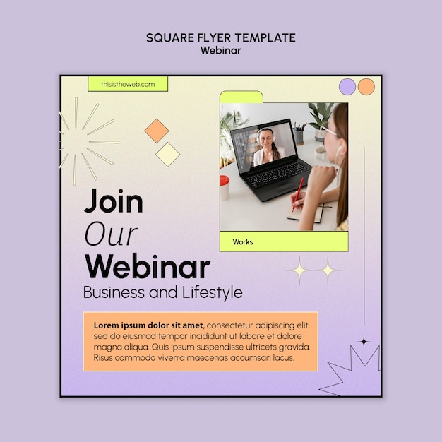 Kostenlose PSD webinar-vorlage mit farbverlauf