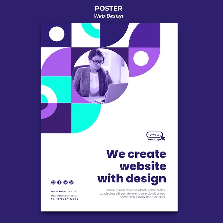 Kostenlose PSD website mit design-poster-vorlage erstellen