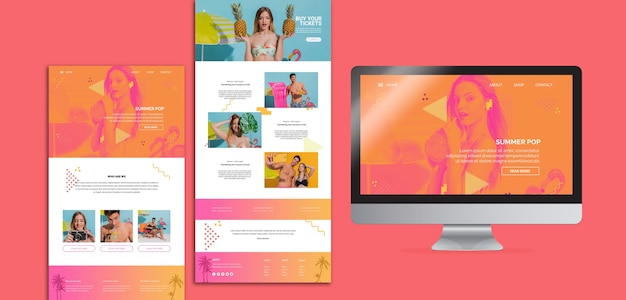 Websiteschablonen in Memphis-Art mit Sommerkonzept