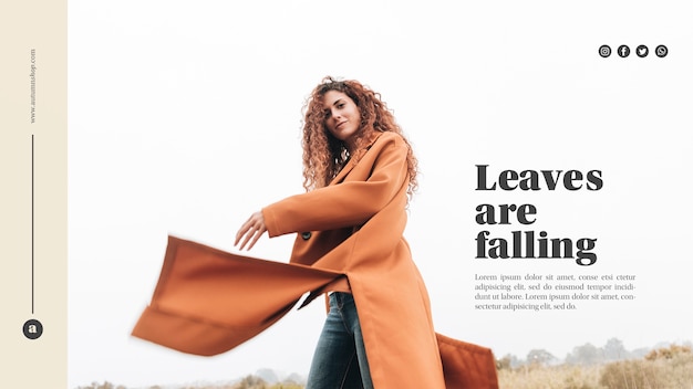 Webvorlage für die Herbstsaison mit schönen Frau