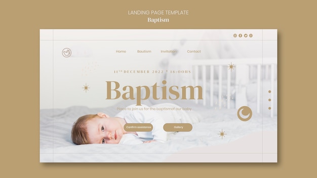 Kostenlose PSD webvorlage für die taufe von neugeborenen