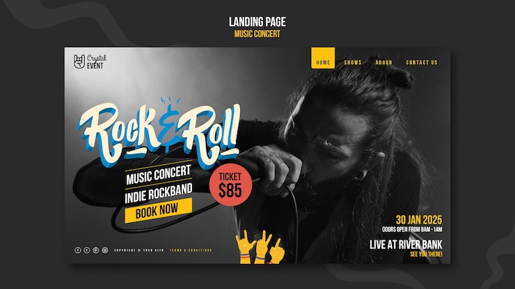 Kostenlose PSD webvorlage für rockmusikkonzerte