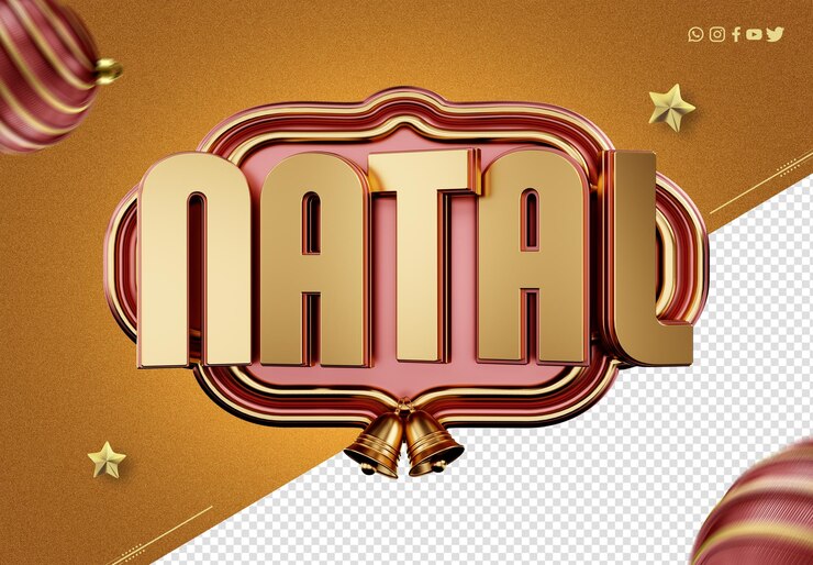 Kostenlose PSD weihnachts 3d-modell-logo in portugiesisch für kompositionen