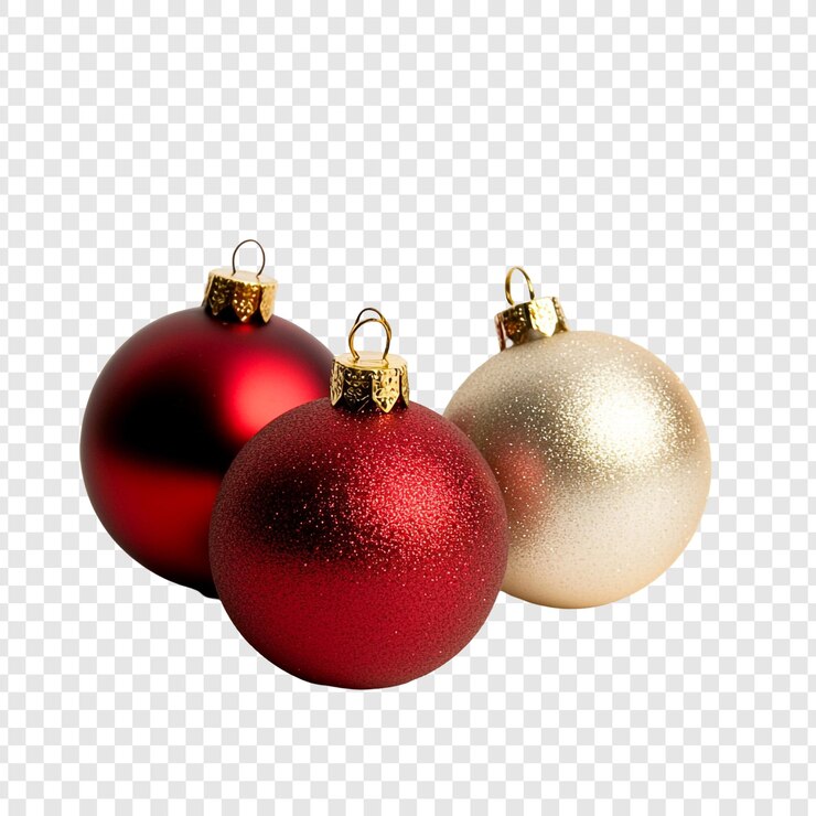 Kostenlose PSD weihnachts ornament trio rot rot glitzer und gold