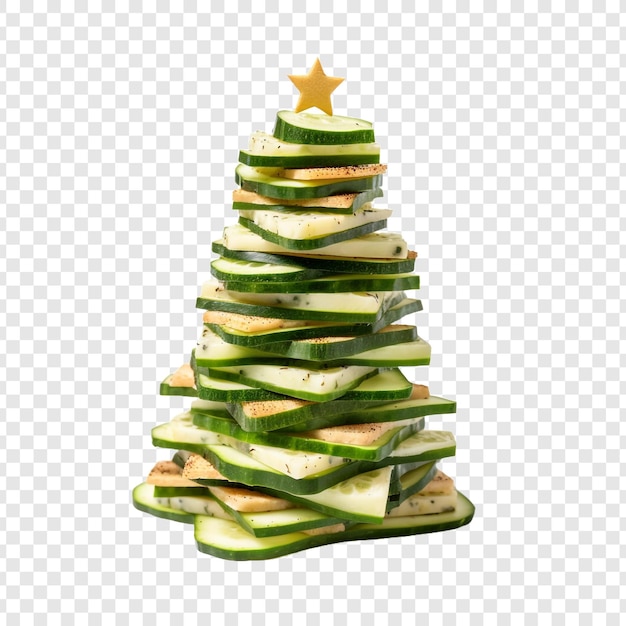 Kostenlose PSD weihnachtsbaum im freien mit gurkenbrot und käse, isoliert auf transparentem hintergrund