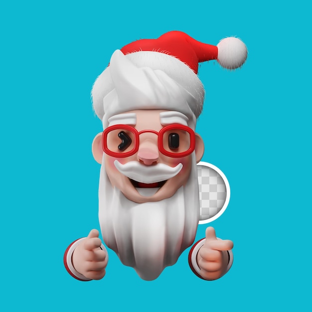 Weihnachtsmann macht coole Geste. 3D-Rendering