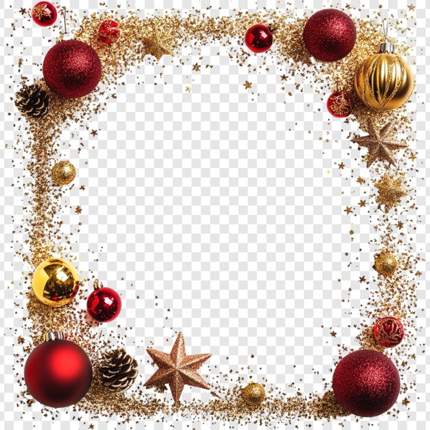 Weihnachtsrahmen mit roten und goldenen Ornamenten