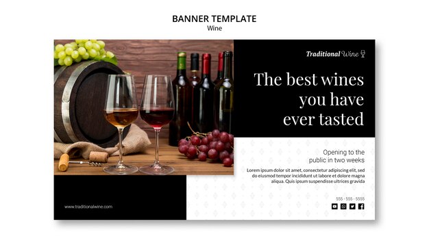 Wein Banner Vorlage Design