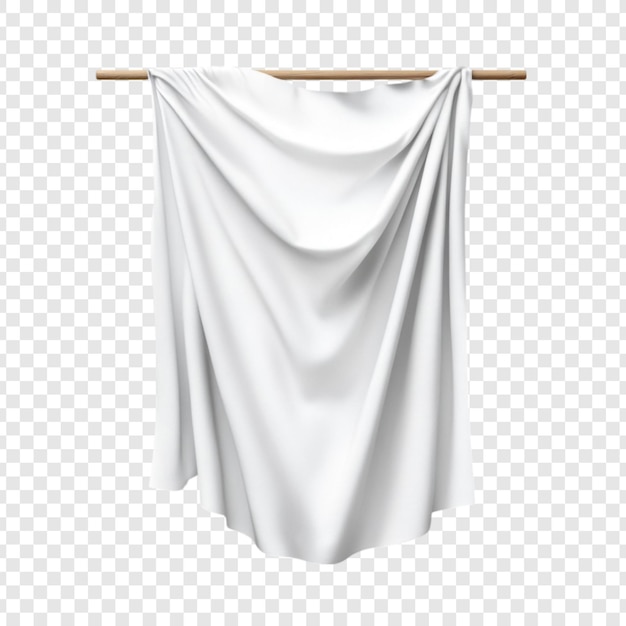 Weiß gedrehtes Gewebe auf einer Holzstange hängt Mockup für Designpräsentation