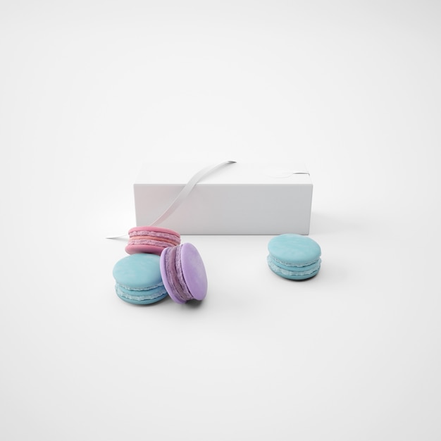 Kostenlose PSD weiße packung mit macarons