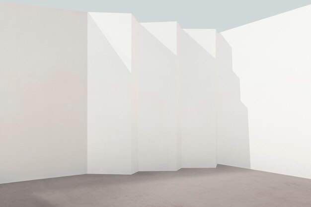 Weiße Wand auf leerem Raum PSD mit natürlichem Sonnenlicht