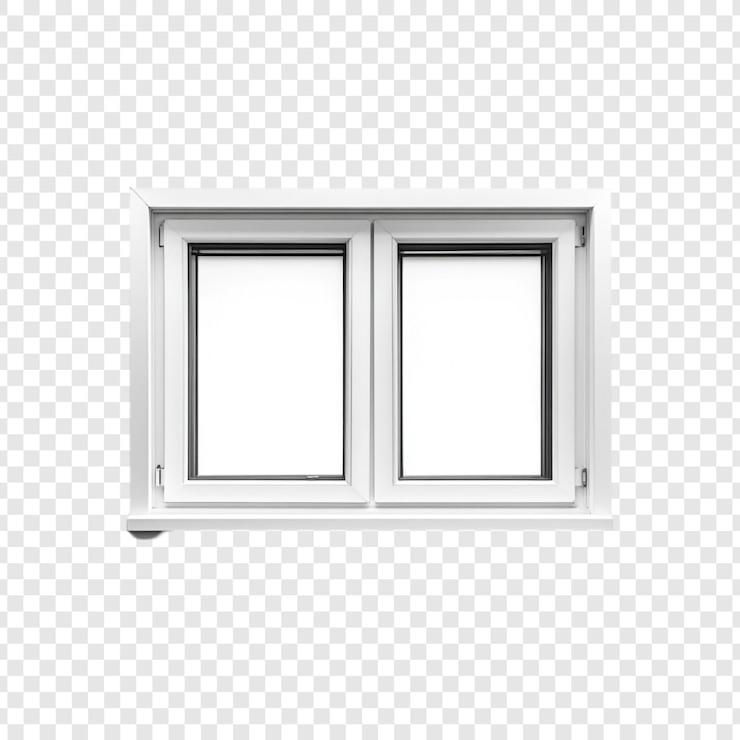 Kostenlose PSD weißes doppelt aufgehängtes fenster isoliert auf durchsichtigem hintergrund