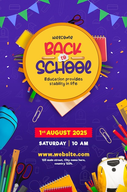 Welcome Back to School Party Poster-Vorlage für die Schulfeier