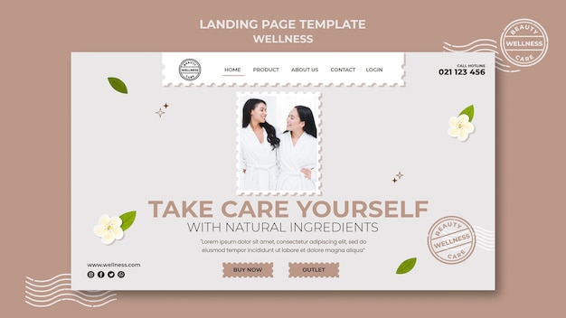 Kostenlose PSD wellness landing page vorlage mit foto