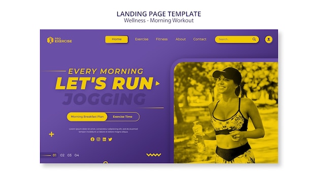 Kostenlose PSD wellness morgen workout landing page