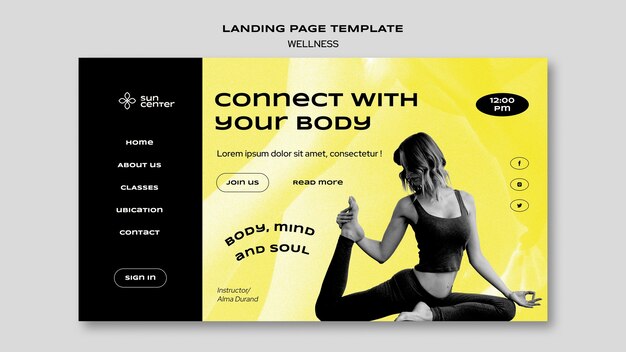 Wellness-Yoga-Vorlage im flachen Design