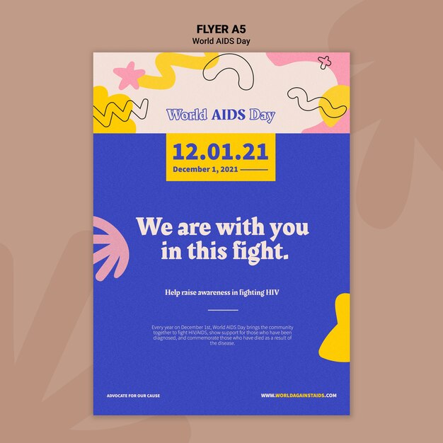 Welt-Aids-Tag-Druckvorlage mit bunten Details
