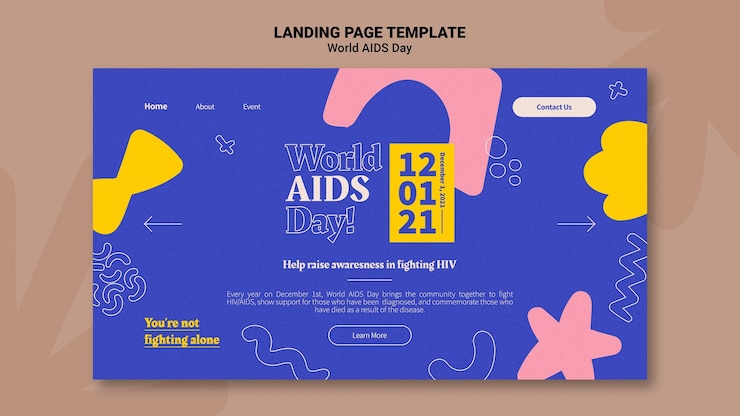 Kostenlose PSD welt-aids-tag-webvorlage mit bunten details