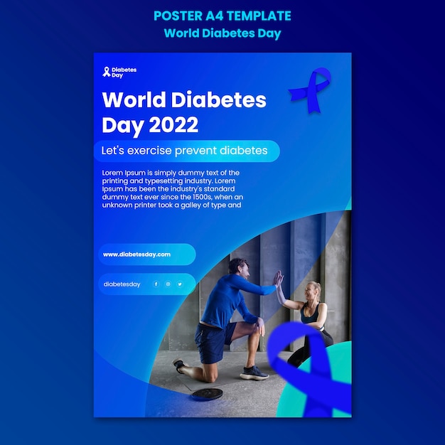 Kostenlose PSD welt diabetes tag poster vorlage