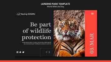 Kostenlose PSD welt wild life day landing page