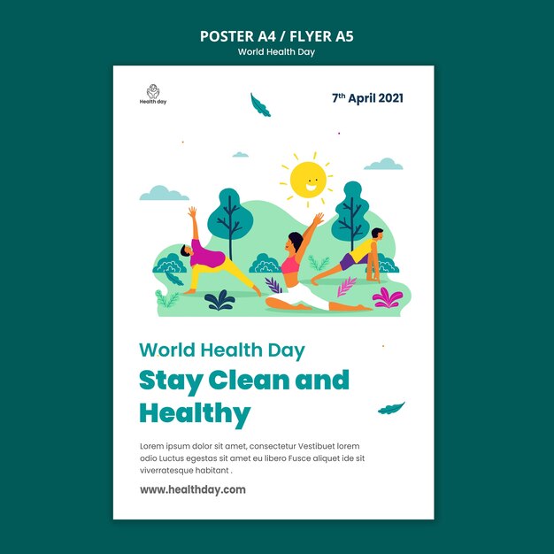 Weltgesundheitstag Flyer Vorlage illustriert