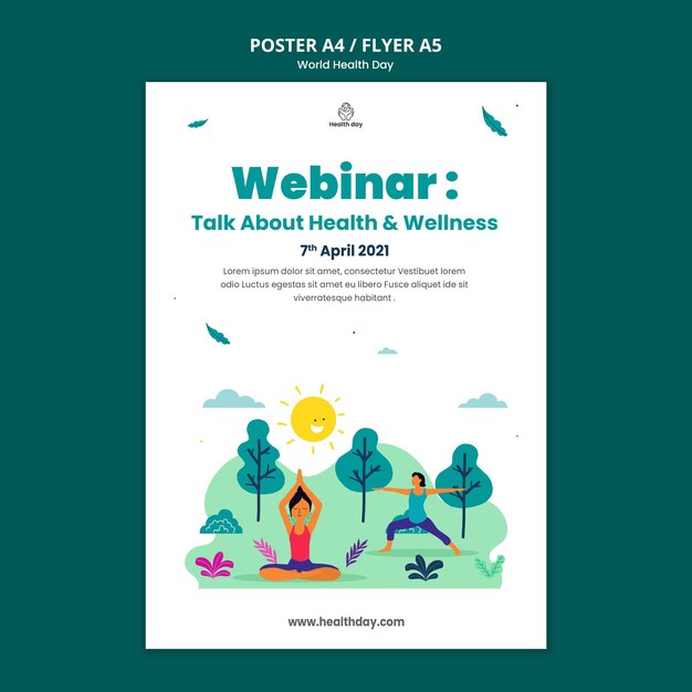Weltgesundheitstag Flyer Vorlage illustriert