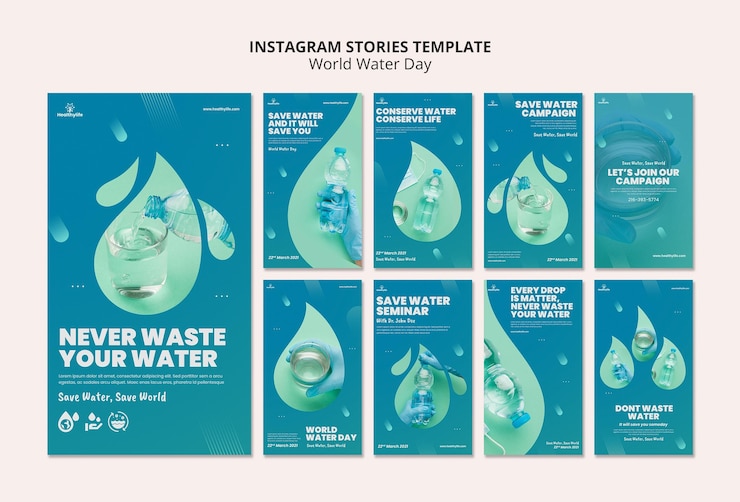 Kostenlose PSD weltwassertag instagram geschichten vorlage