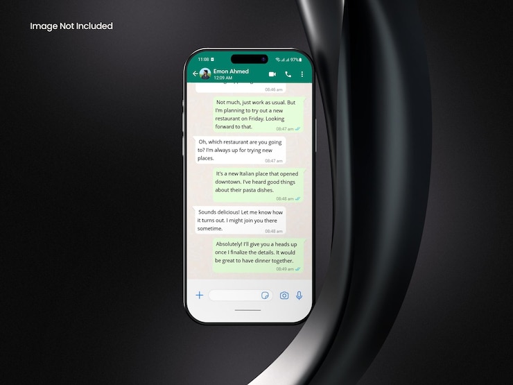Kostenlose PSD whatsapp-chat-schnittstelle auf mobiltelefon-mockup