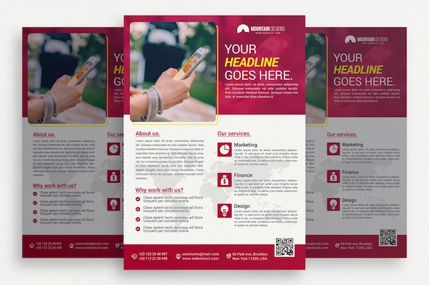 Kostenlose PSD white business broschüre mit rosa details