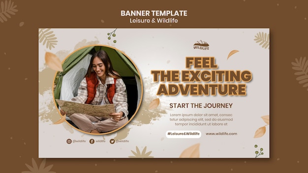 Kostenlose PSD wildlife adventure banner vorlage