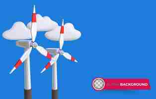 Kostenlose PSD windmühle mit grüner energie. 3d-darstellung