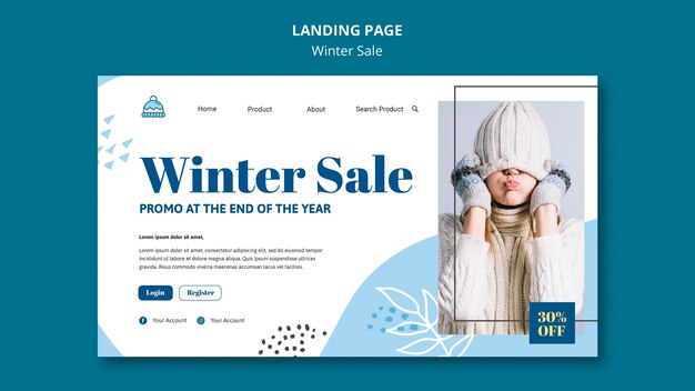 Kostenlose PSD winter sale landing page vorlage