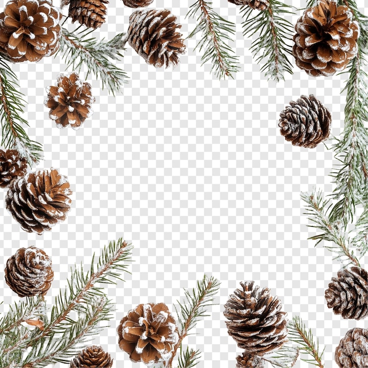 Kostenlose PSD winterferien-kieferkegelrahmen festliches und elegantes design