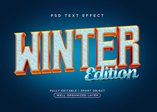 Wintertexteffekt im 3d-stil Premium PSD