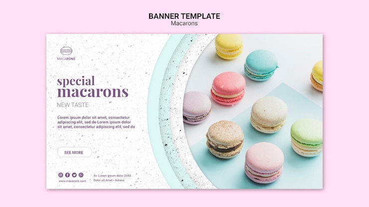 Kostenlose PSD wir lieben macarons banner vorlage