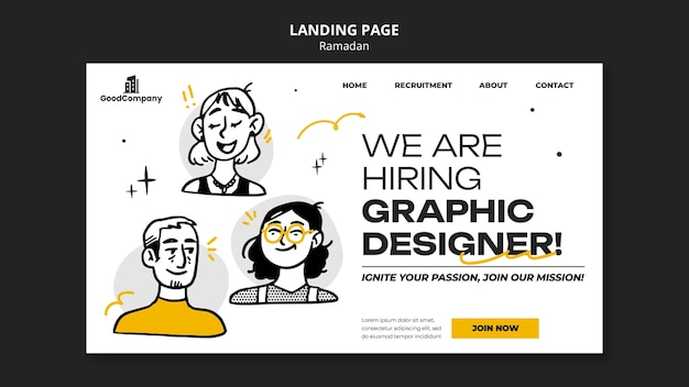 Wir stellen eine landing page-vorlage ein.